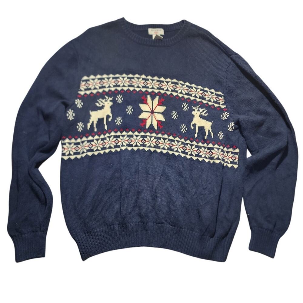 Dockers Men Reindeer Snowflake Christmas Knit Sweater Size Large